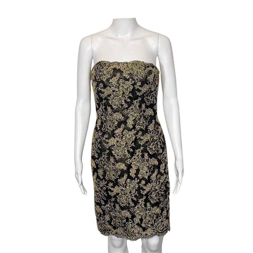 Chris Kole Strapless Floral Lace Vintage Dress Womens Size 8